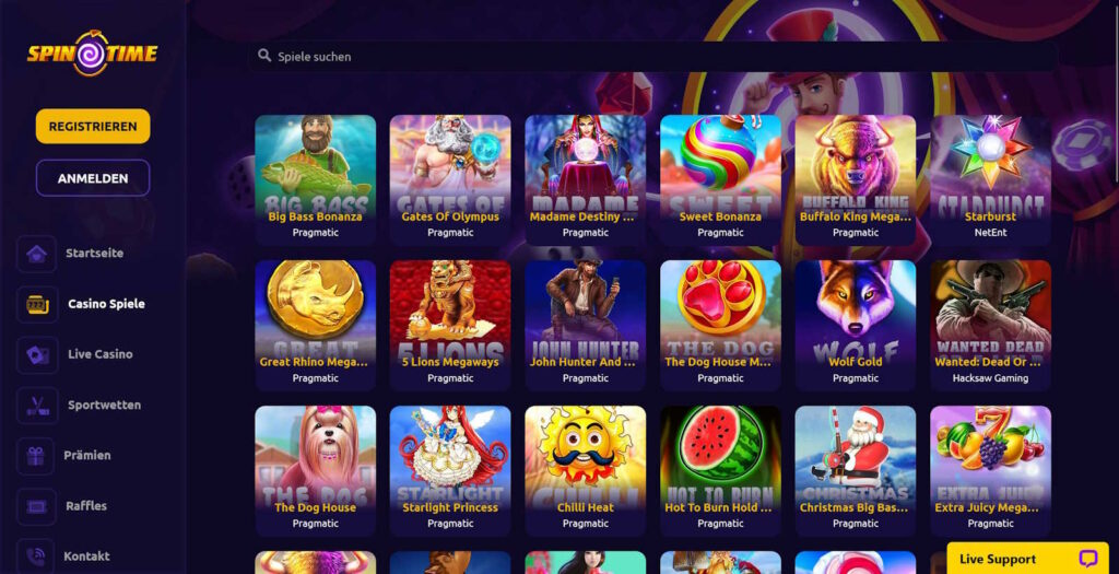 Spintime Online Casino Spiele